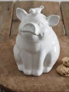 White Ceramic Pig Cookie Jar - Home Kitchen Food Storage